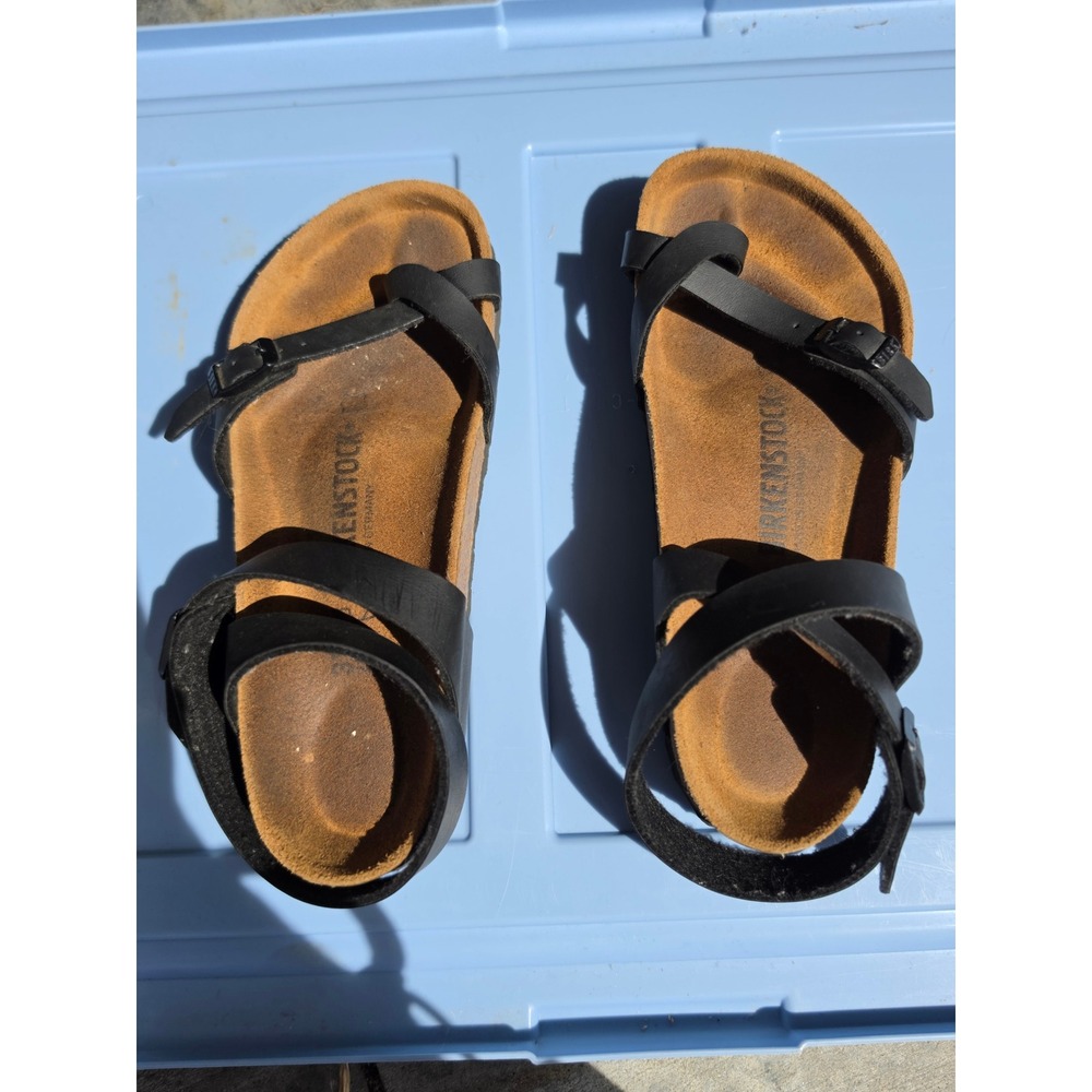 Birkenstock Yara Black Birko-Flor Ankle Strap Sandals Women 37 L6 M4